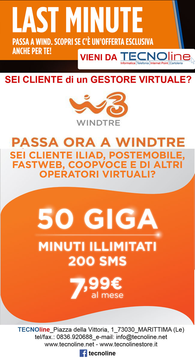 Passa a WIND da operatori virtuali, rivenditore Lecce WINDTRE